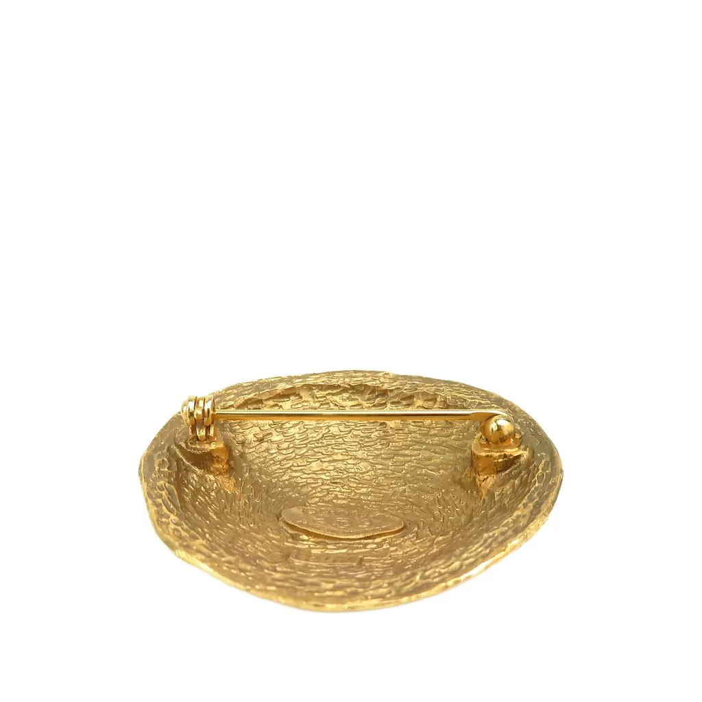 Chanel CC Gold Plated Round Brooch Gold Metal Very good - Inside View