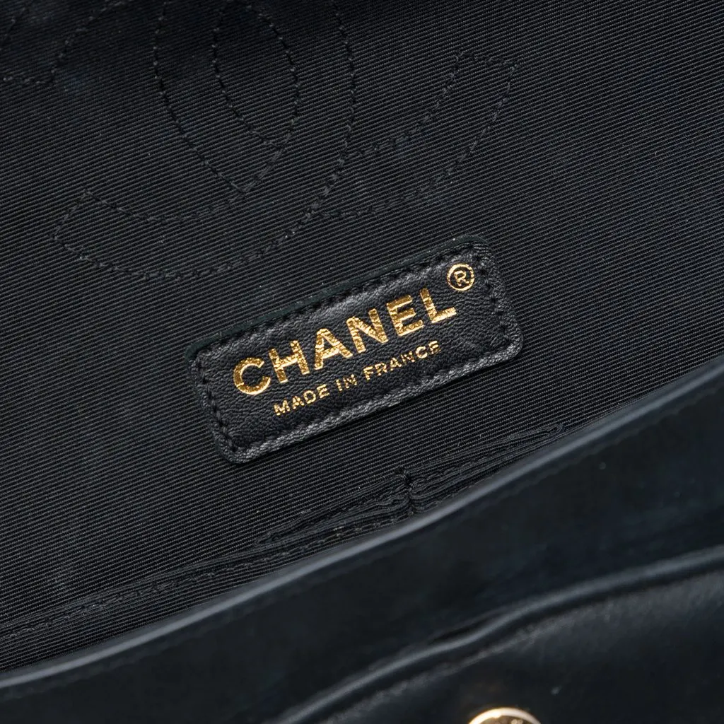 Chanel Medium Classic Bicolor Caviar and Iridescent Calfskin Double Flap Gold Leather Very good - Box View