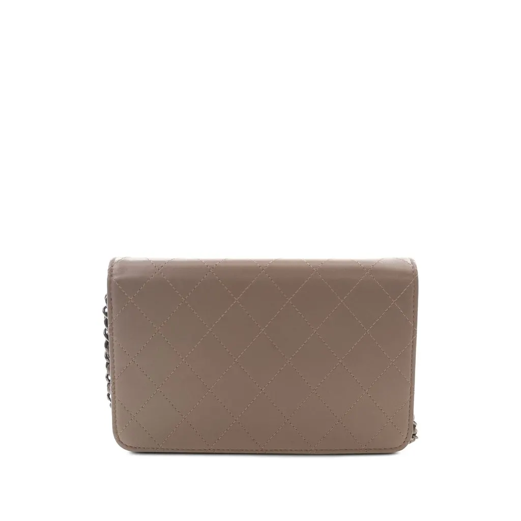 Chanel CC Quilted Calfskin Wallet On Chain Brown Leather Very good - Back View
