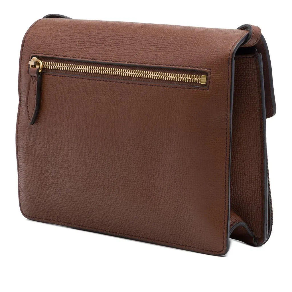 Burberry Small Leather and House Check Canvas Derby Macken Crossbody Brown Very good - Back View