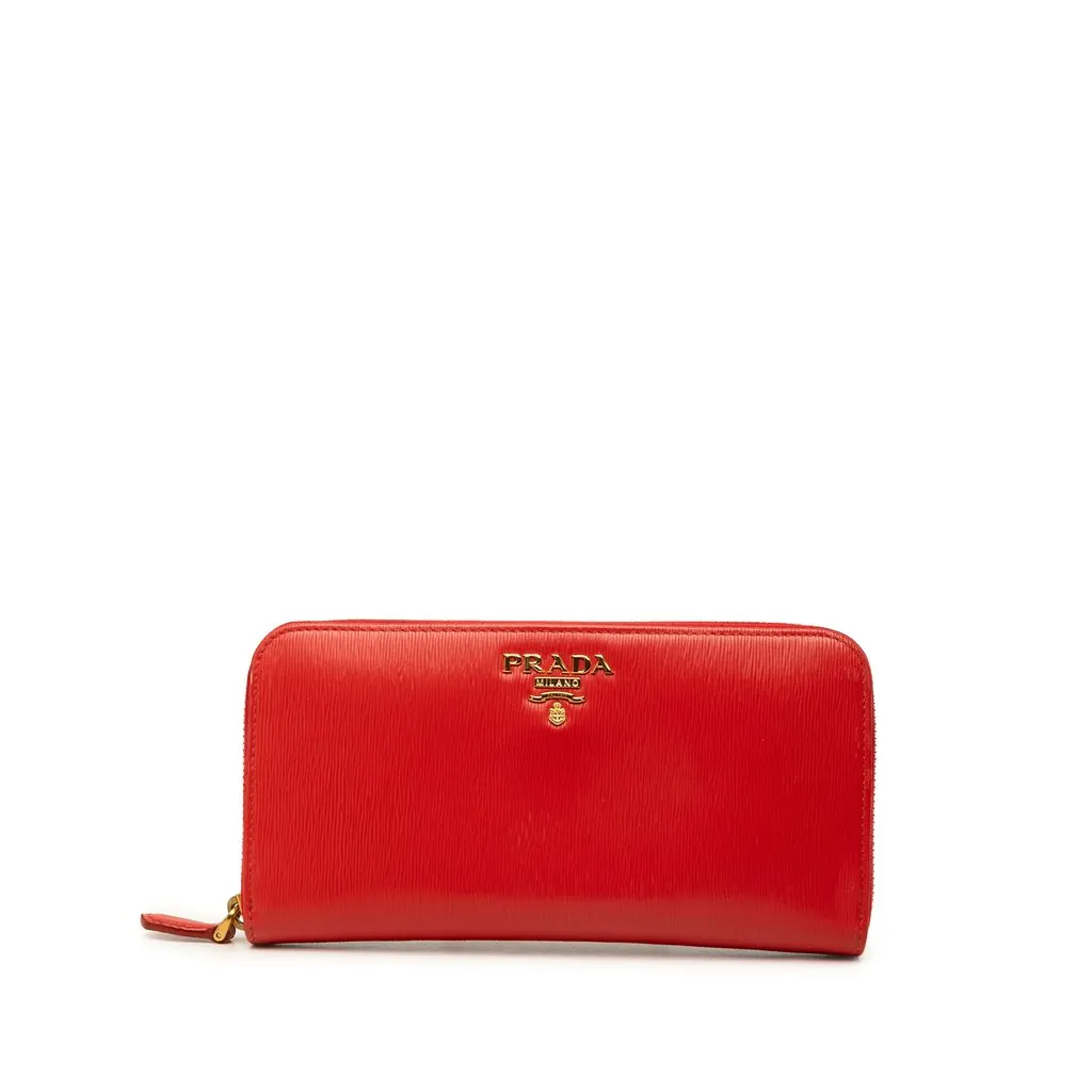 Prada Vitello Move Zip Around Continental Wallet