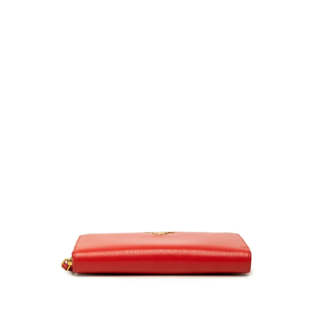 Prada Vitello Move Zip Around Continental Wallet Red Leather Very good - Inside View