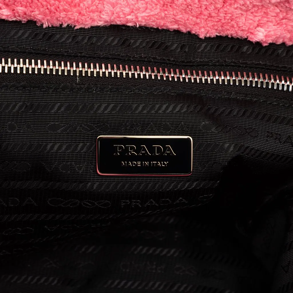 Prada Spugna Terry Cloth Logo Tote Pink Very good - Box View