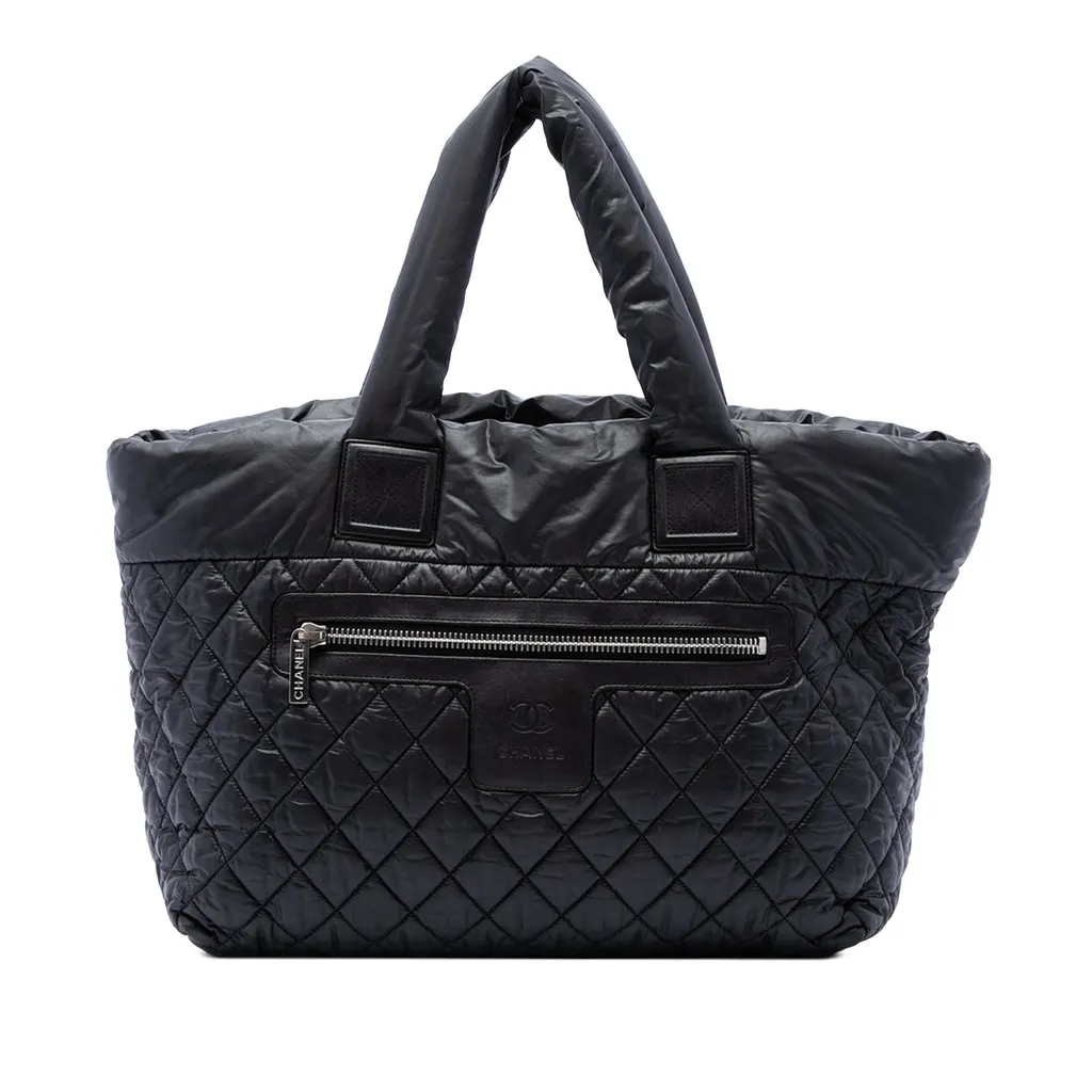 Chanel Medium Quilted Nylon Reversible Coco Cocoon Tote Black Polyamide Very good - Front View