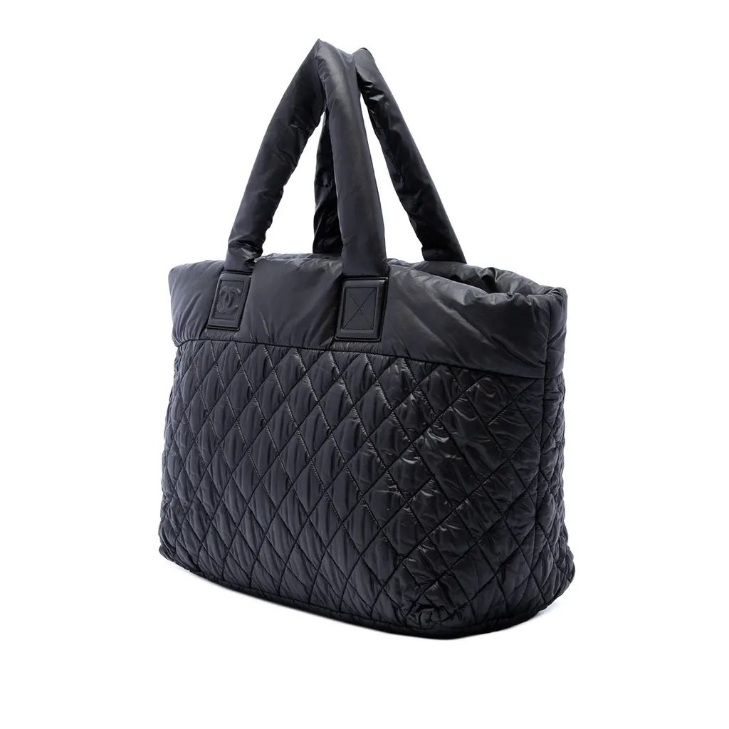 Chanel Medium Quilted Nylon Reversible Coco Cocoon Tote Black Polyamide Very good - Back View