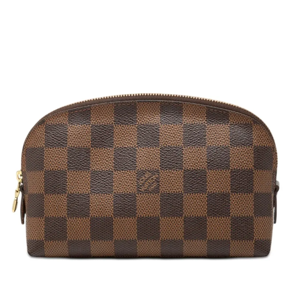 Louis Vuitton Damier Ebene Cosmetic Pouch PM Brown Canvas Very good - Front View