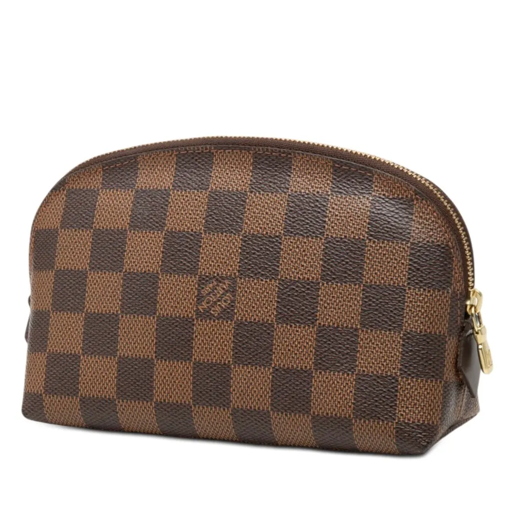 Louis Vuitton Damier Ebene Cosmetic Pouch PM Brown Canvas Very good - Back View