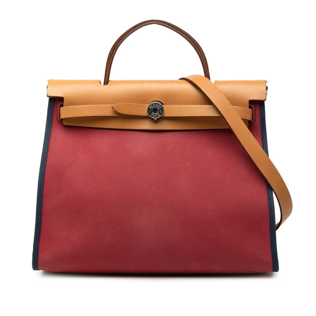 Hermès Toile Herbag Zip 31 Red Very good - Front View