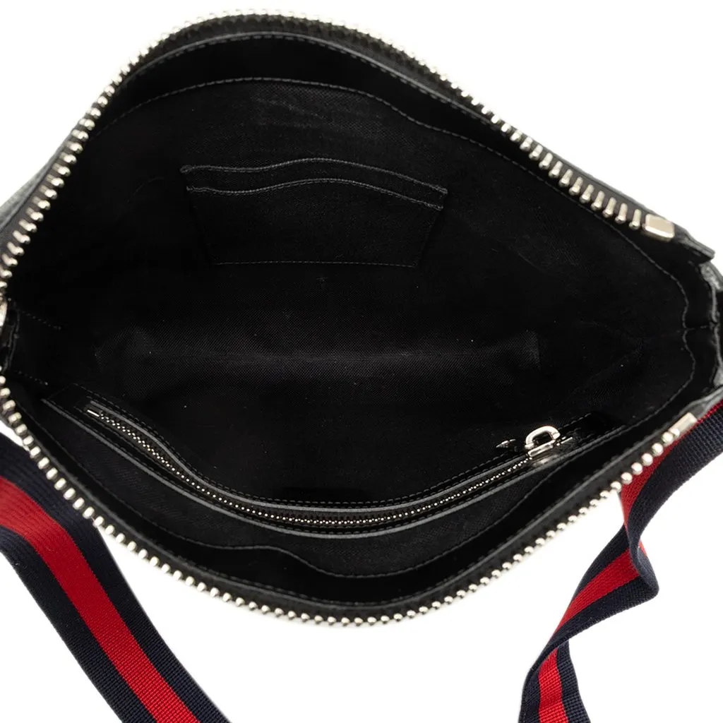 Gucci Medium GG Supreme Web Messenger Bag Black Canvas Good - Model View