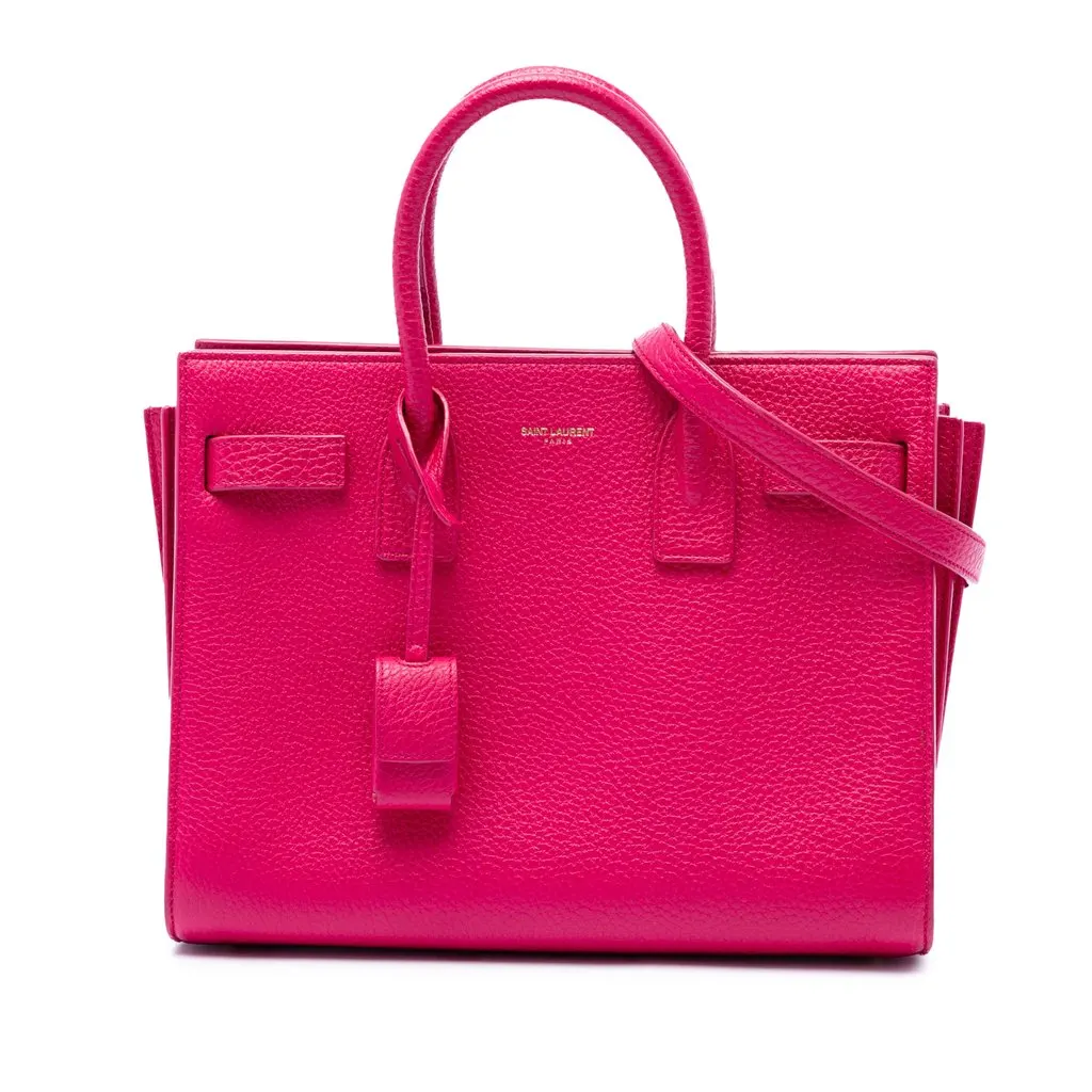 Saint Laurent Nano Grained Calfskin Sac De Jour Satchel Pink Leather Very good - Front View