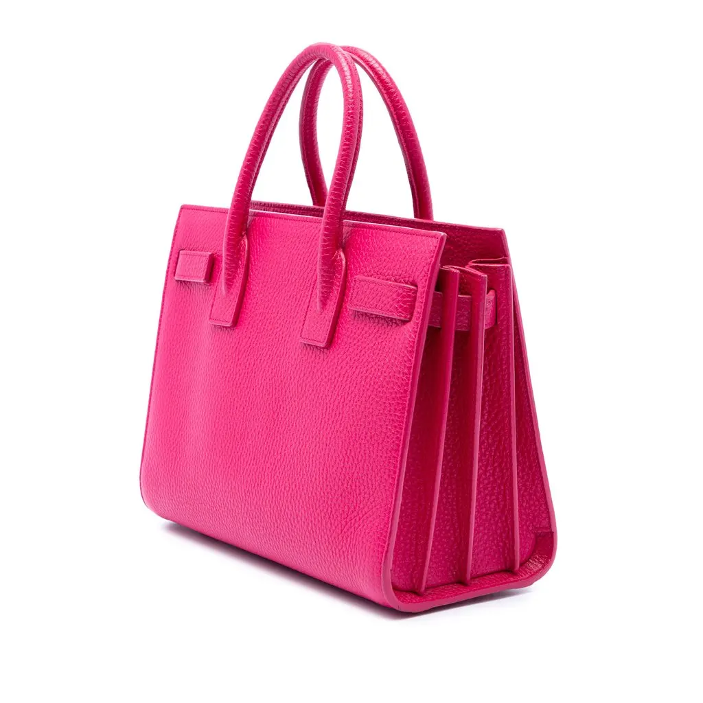 Saint Laurent Nano Grained Calfskin Sac De Jour Satchel Pink Leather Very good - Back View