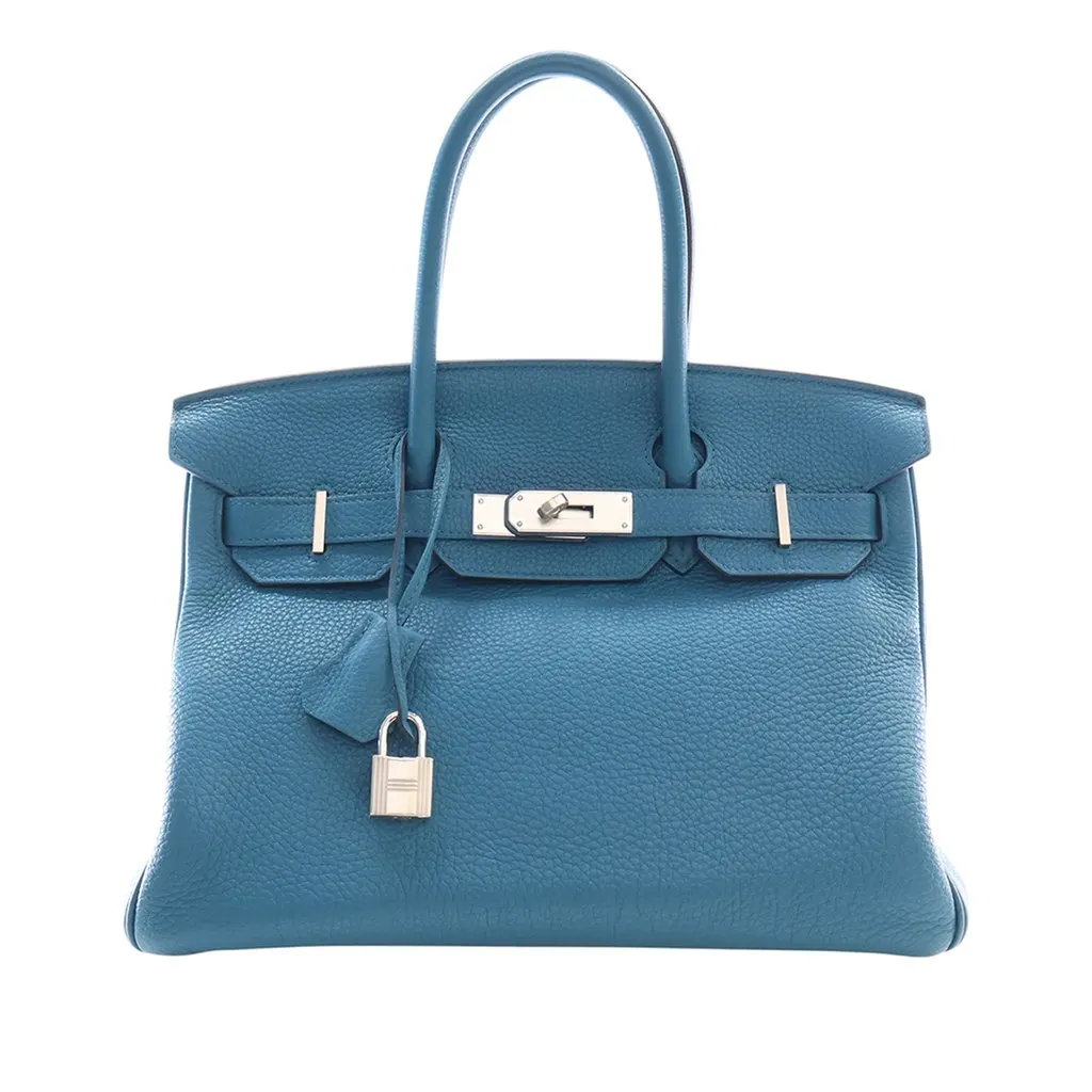 Hermès Togo Birkin Retourne 30 Blue Leather Very good - Front View