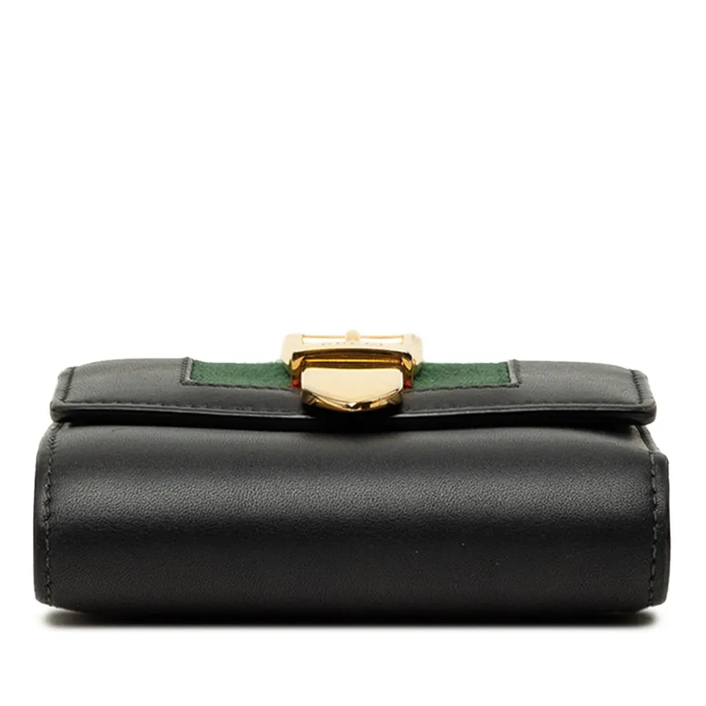 Gucci Calfskin Sylvie Web Compact Wallet Black Leather Good - Inside View