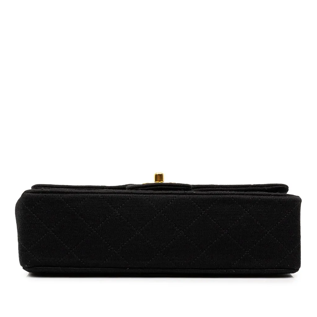 Chanel Small Classic Jersey Double Flap Black Cotton Good - Inside View