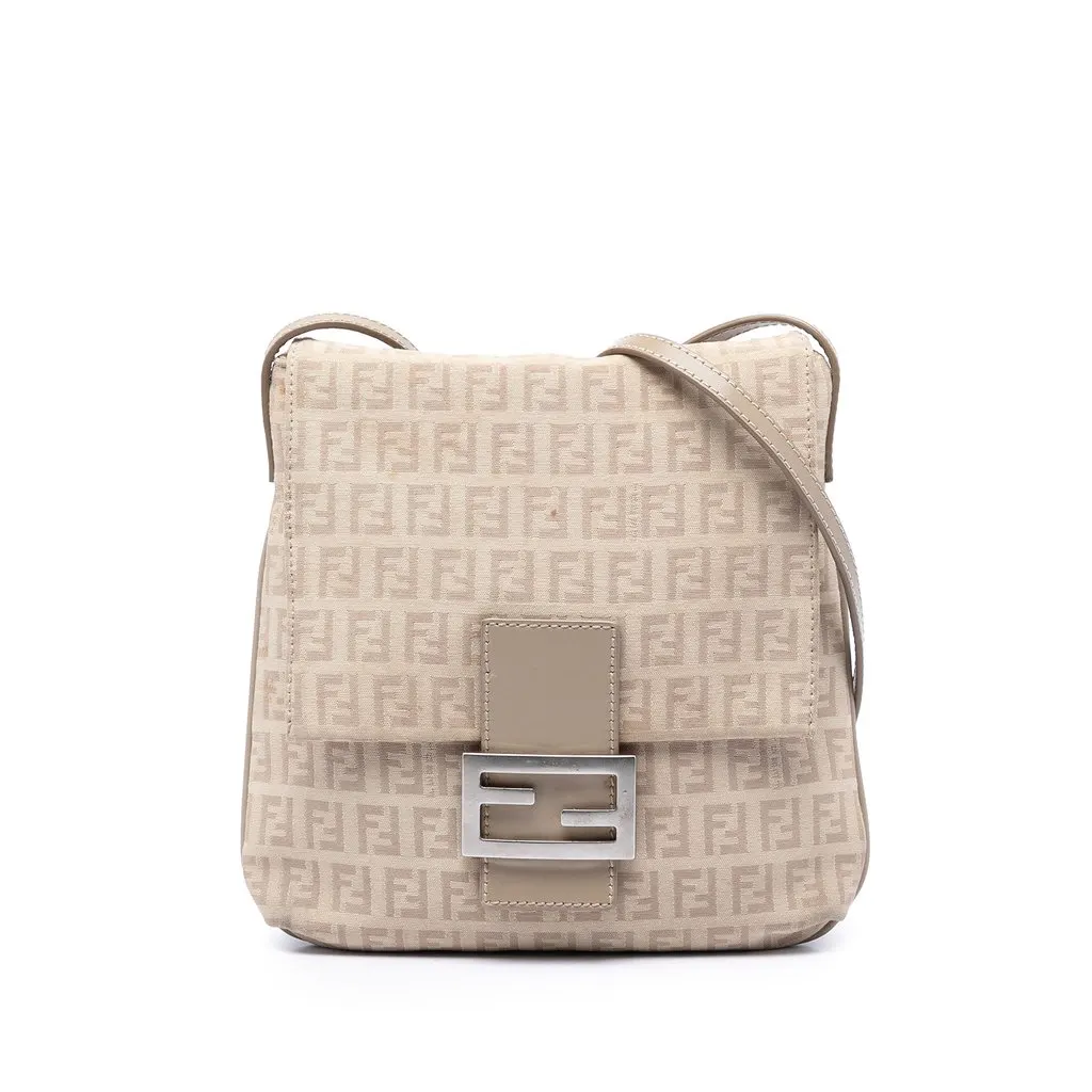 Fendi Zucchino Canvas Crossbody Brown Very good - Front View