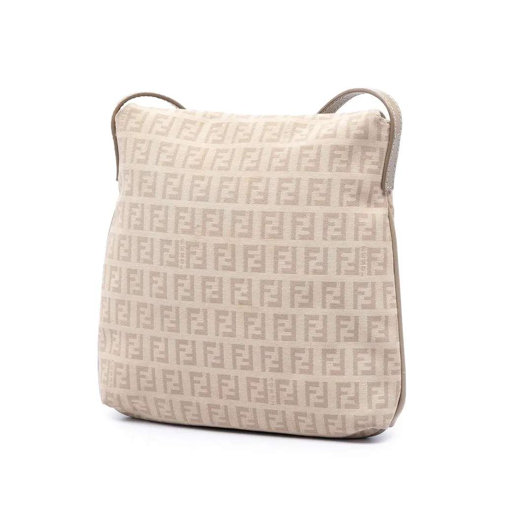 Fendi Zucchino Canvas Crossbody Brown Very good - Back View