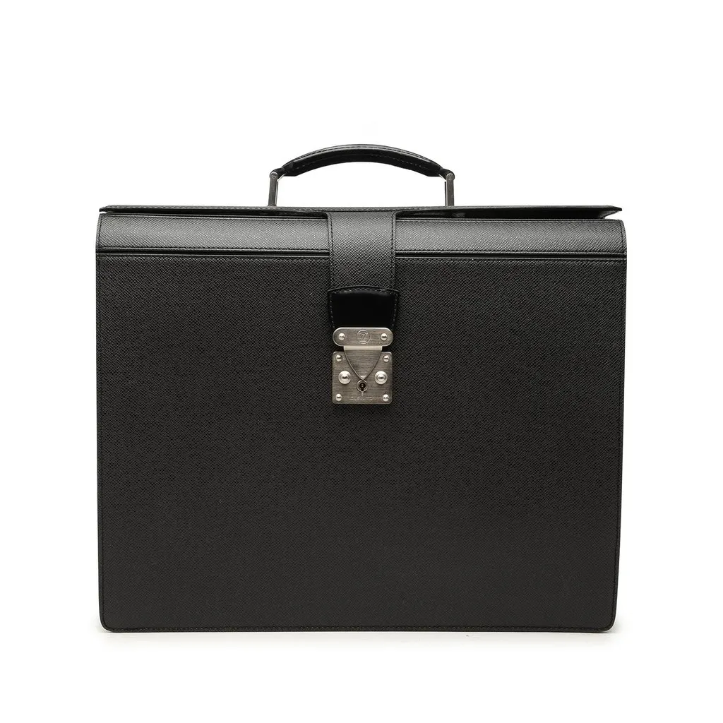 Louis Vuitton Taiga Pilot Briefcase Black Leather Very good - Front View