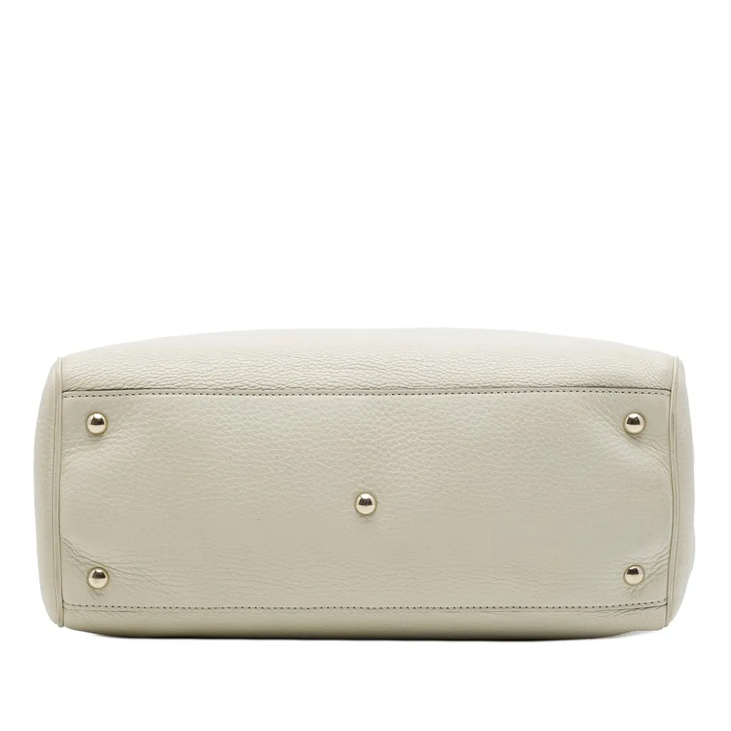 Gucci Medium Calfskin Bamboo Shopper Satchel White Leather Very good - Inside View