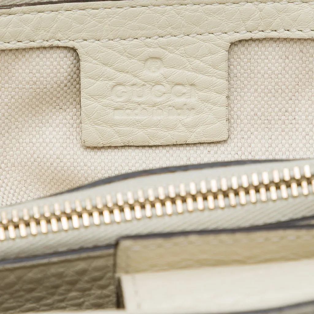 Gucci Medium Calfskin Bamboo Shopper Satchel White Leather Very good - Box View
