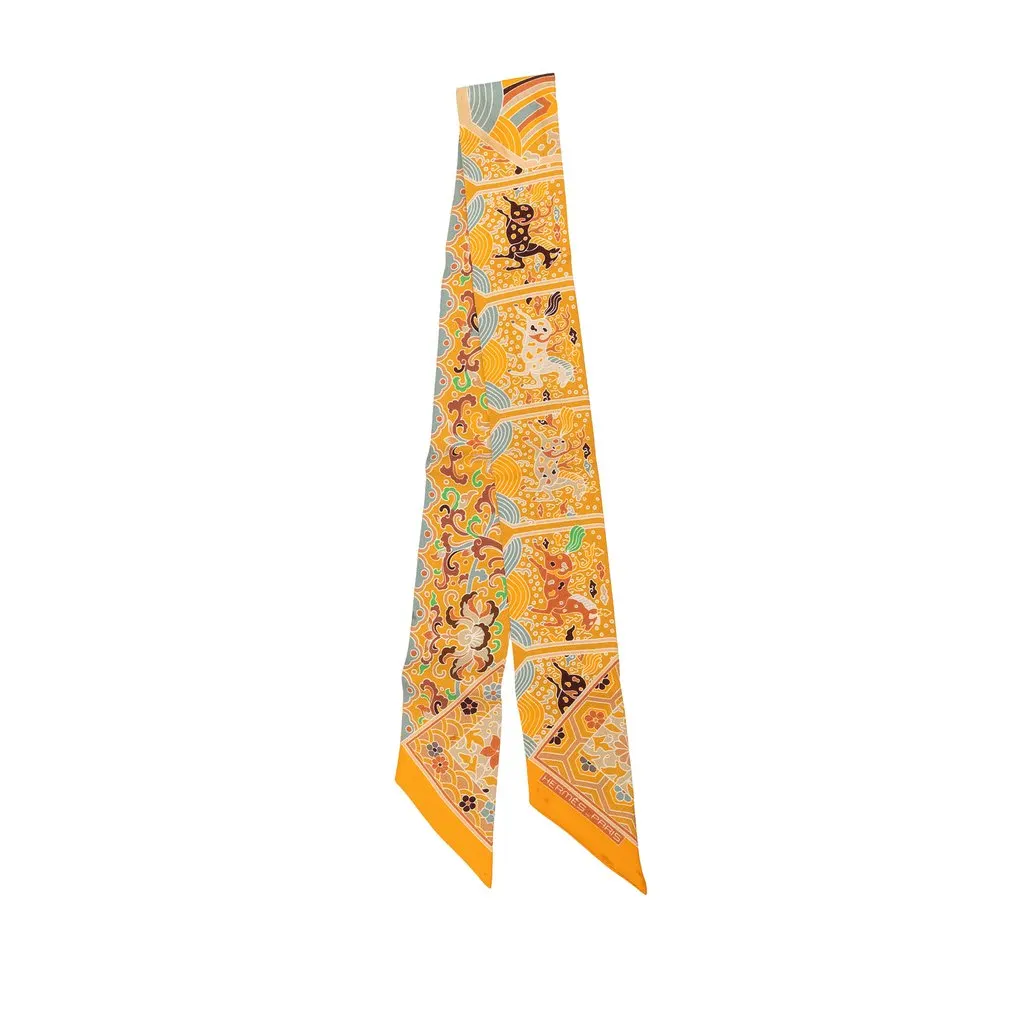 Hermès Collections Imperiales Silk Twilly Scarf Orange Very good - Front View