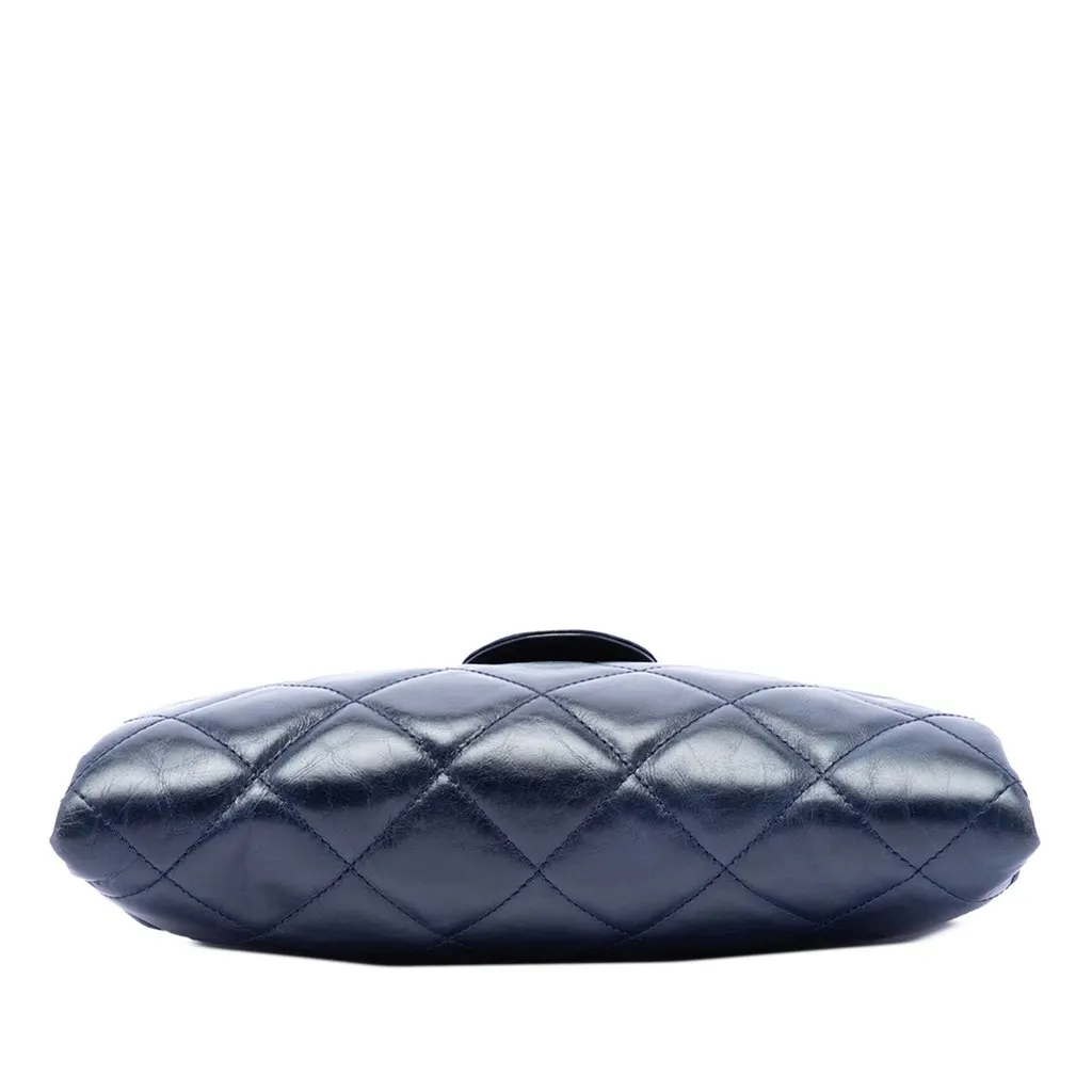Chanel Quilted Glazed Calfskin Coco Pleats Chain Clutch Blue Leather Very good - Inside View