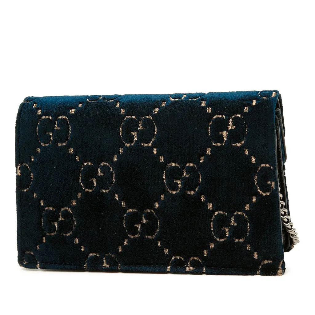 Gucci Mini GG Velvet Dionysus Crossbody Blue Velvet Good - Back View