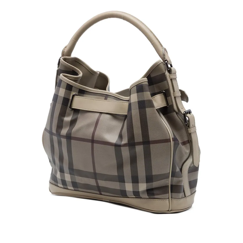 Burberry Medium Smoke Check Coated Canvas Walden Belted Hobo MultiColor Very good - Back View