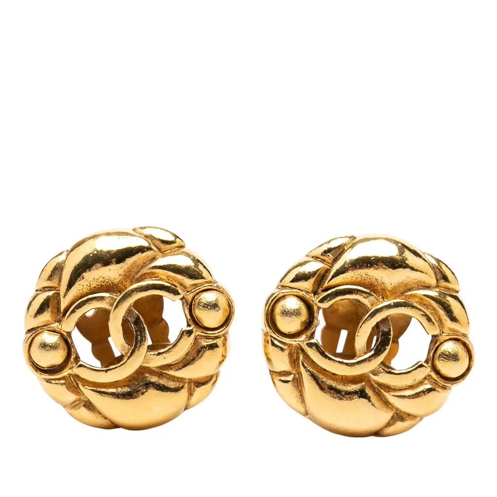 Chanel CC Gold Plated Clip on Earrings