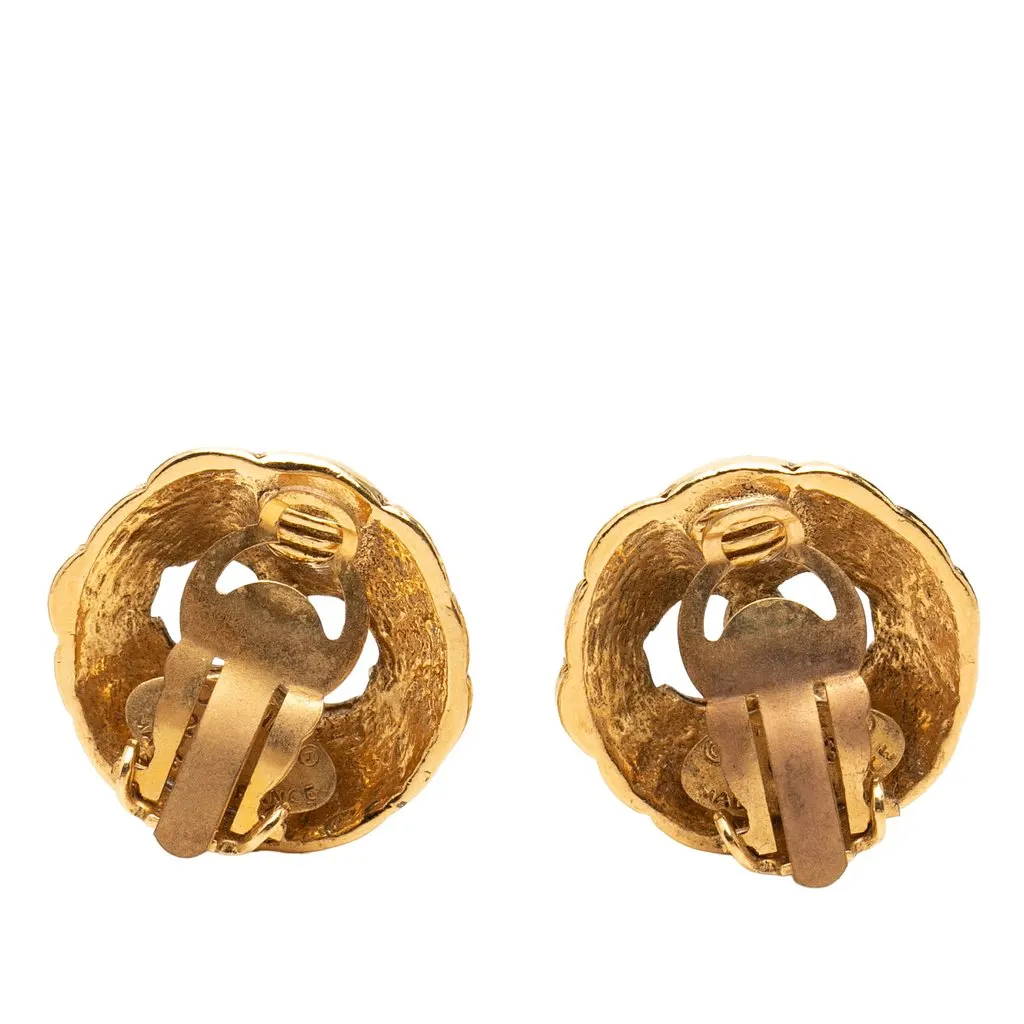 Chanel CC Gold Plated Clip On Earrings Gold Metal Very good - Back View