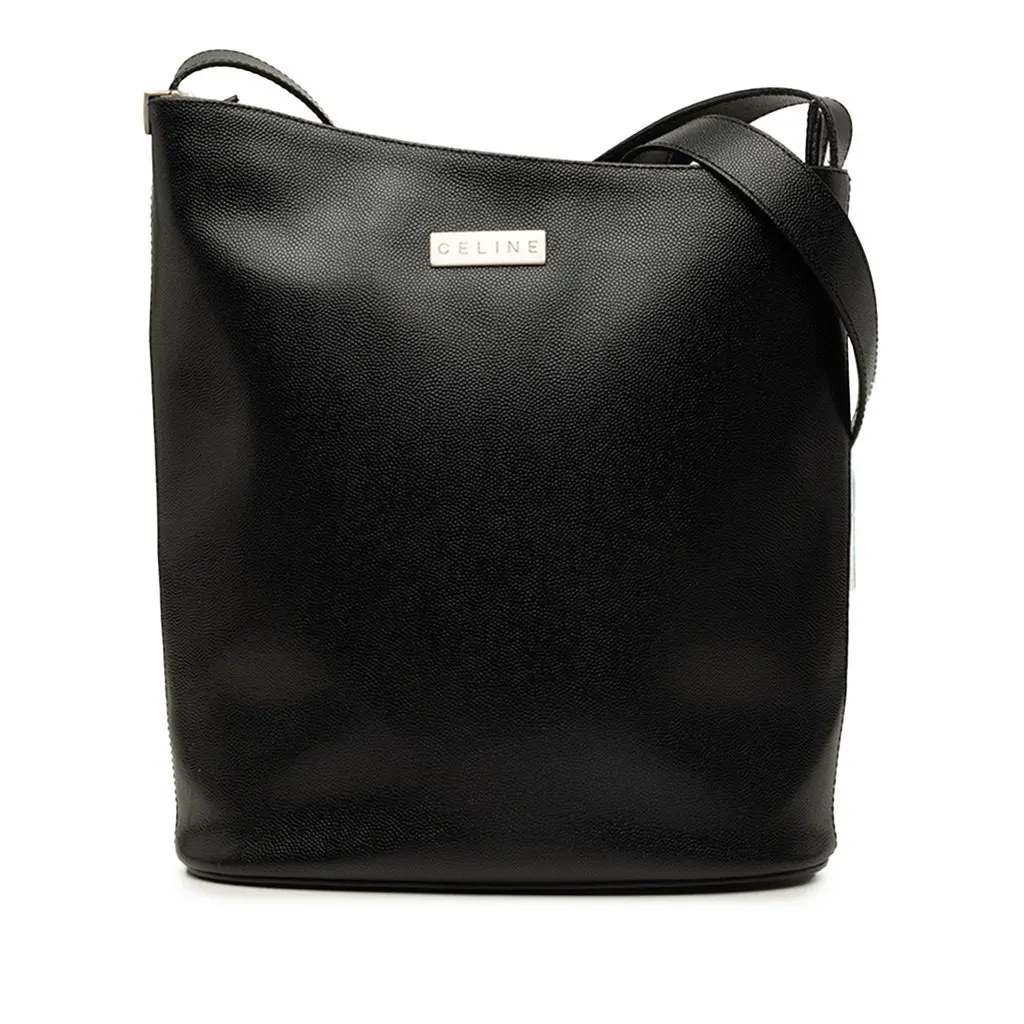 Celine Grained Leather Crossbody Black Leather Good - Front View