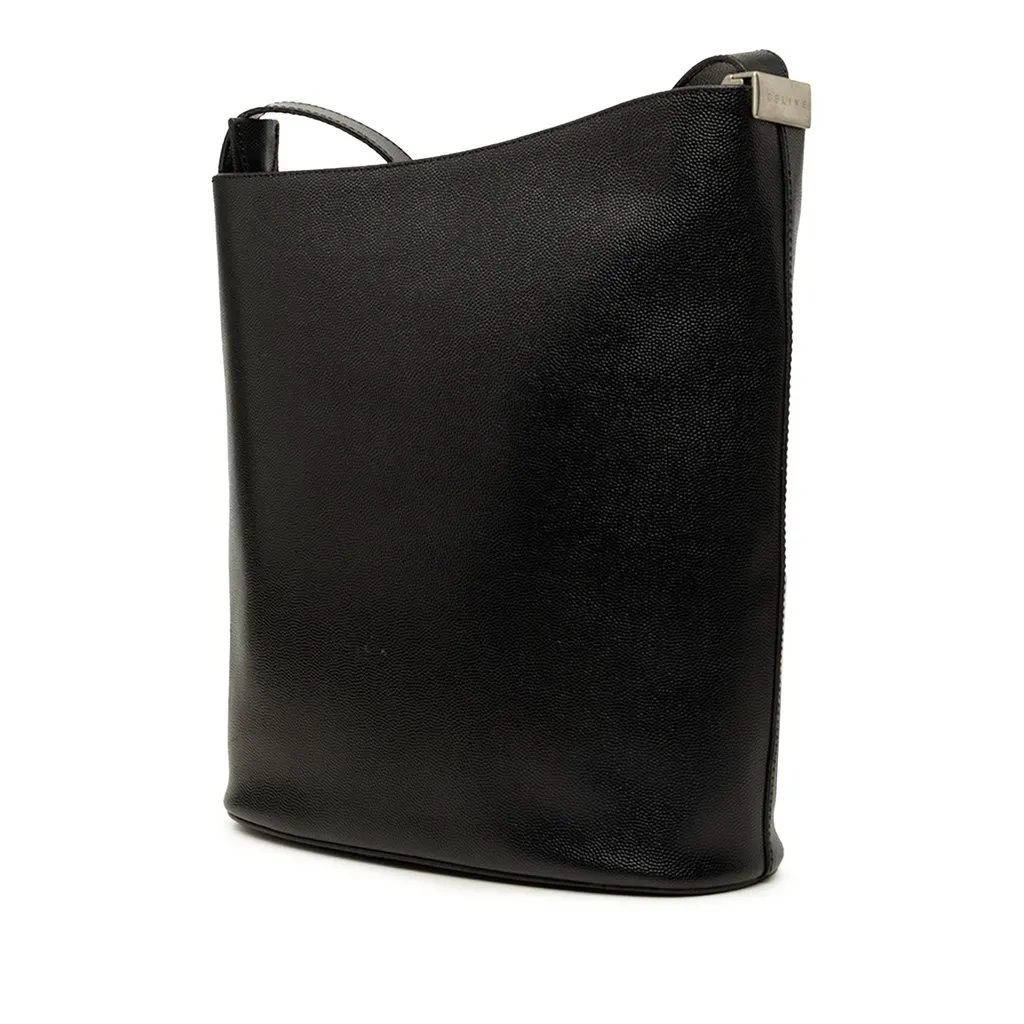 Celine Grained Leather Crossbody Black Leather Good - Back View