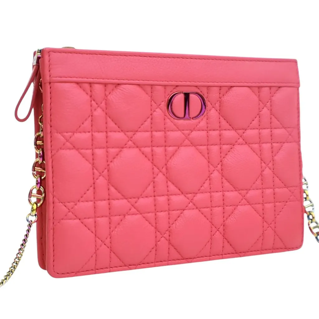 Dior Supple Cannage Calfskin Caro Every Dior Pouch Pink Leather Very good - Back View