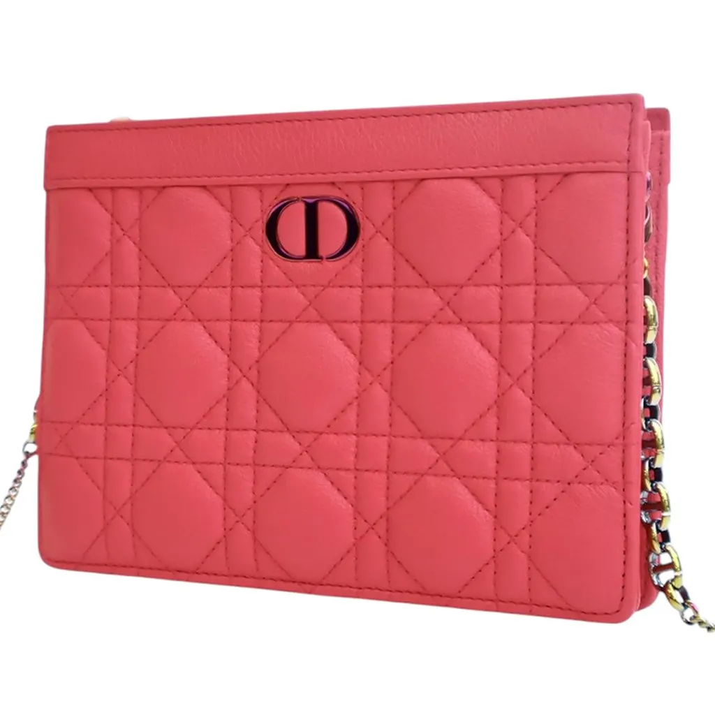 Dior Supple Cannage Calfskin Caro Every Dior Pouch Pink Leather Very good - Inside View