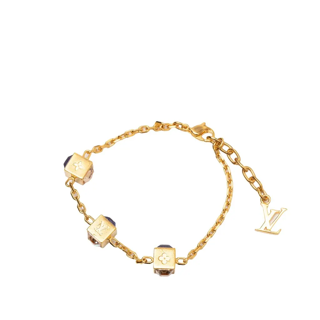 Louis Vuitton Gold Plated Gamble Strass Bracelet Gold Metal Very good - Back View