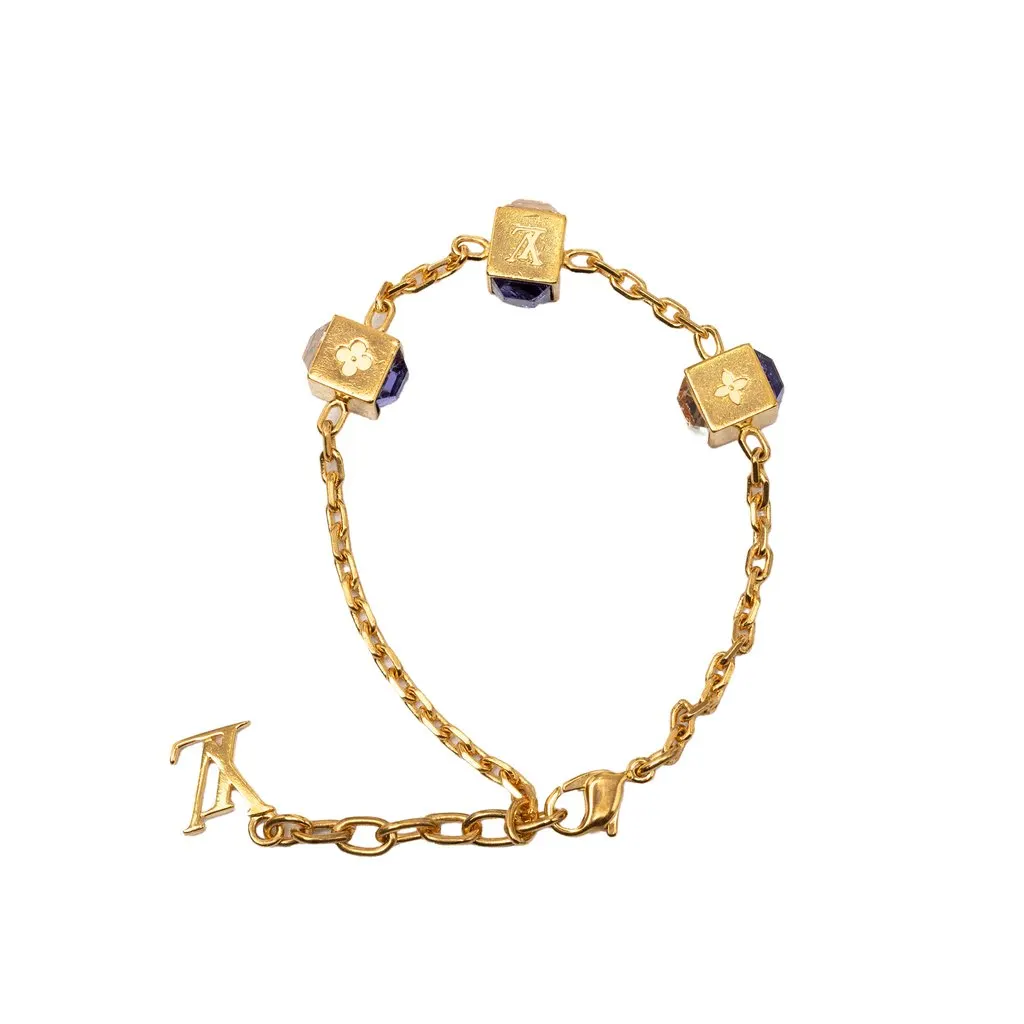 Louis Vuitton Gold Plated Gamble Strass Bracelet Gold Metal Very good - Inside View