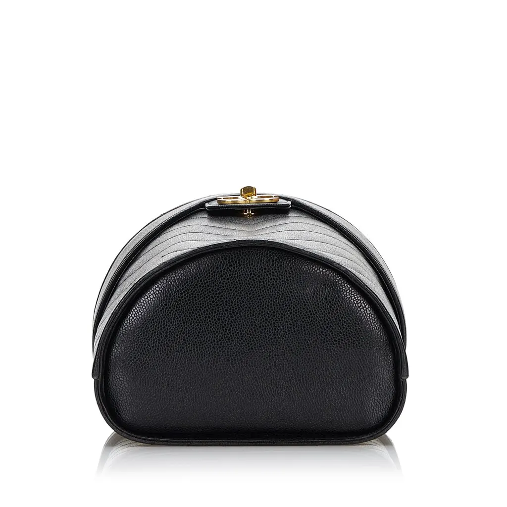 Chanel CC Caviar Vanity Box Case Black Leather Good - Model View
