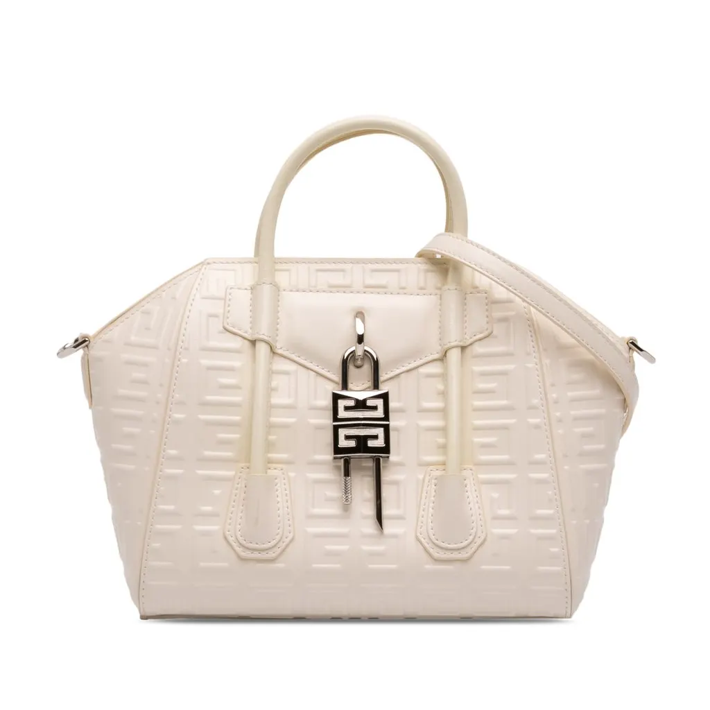 Givenchy Mini Calfskin 4G Antigona Lock Satchel White Leather Very good - Front View