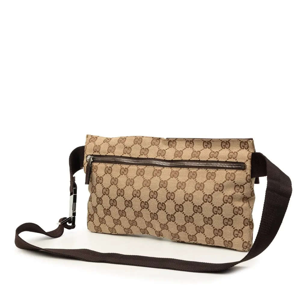 Gucci GG Canvas Double Pocket Belt Bag Beige Very good - Back View