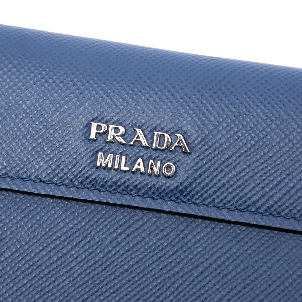 Prada Saffiano Cuir Twist Lock Chain Flap Blue Leather Very good - Box View
