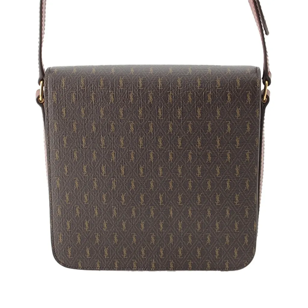 Saint Laurent Medium Coated Canvas Le Monogramme Buckle Crossbody Brown Very good - Inside View