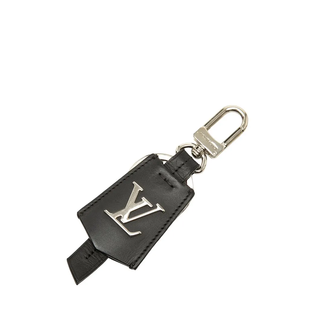 Louis Vuitton Leather Clochette Bag Charm and Key Chain Black Leather Very good - Front View