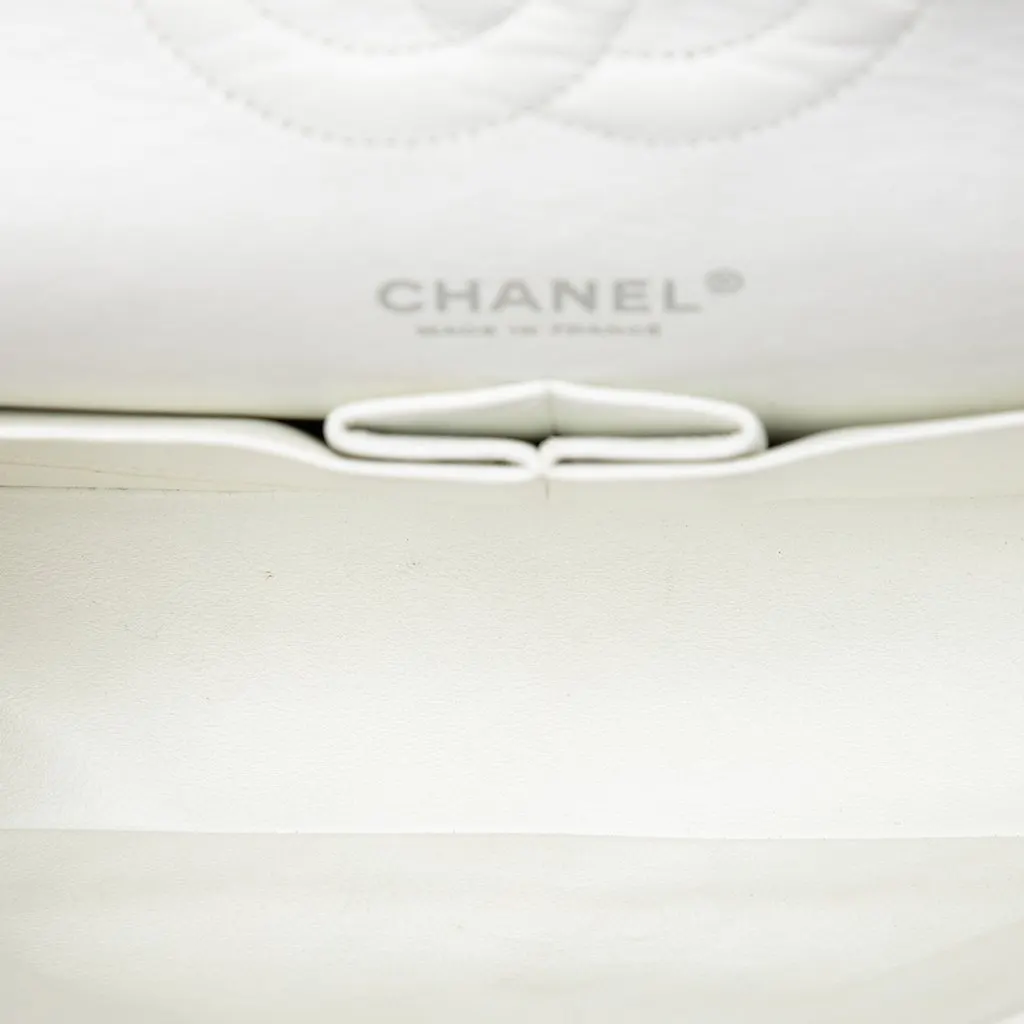 Chanel Medium Classic Caviar Double Flap White Leather Very good - Model View