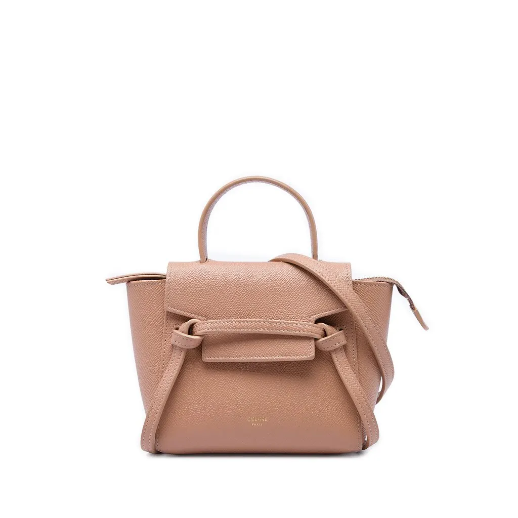 Celine Pico Grained Calfskin Belt Bag Brown Leather Very good - Front View