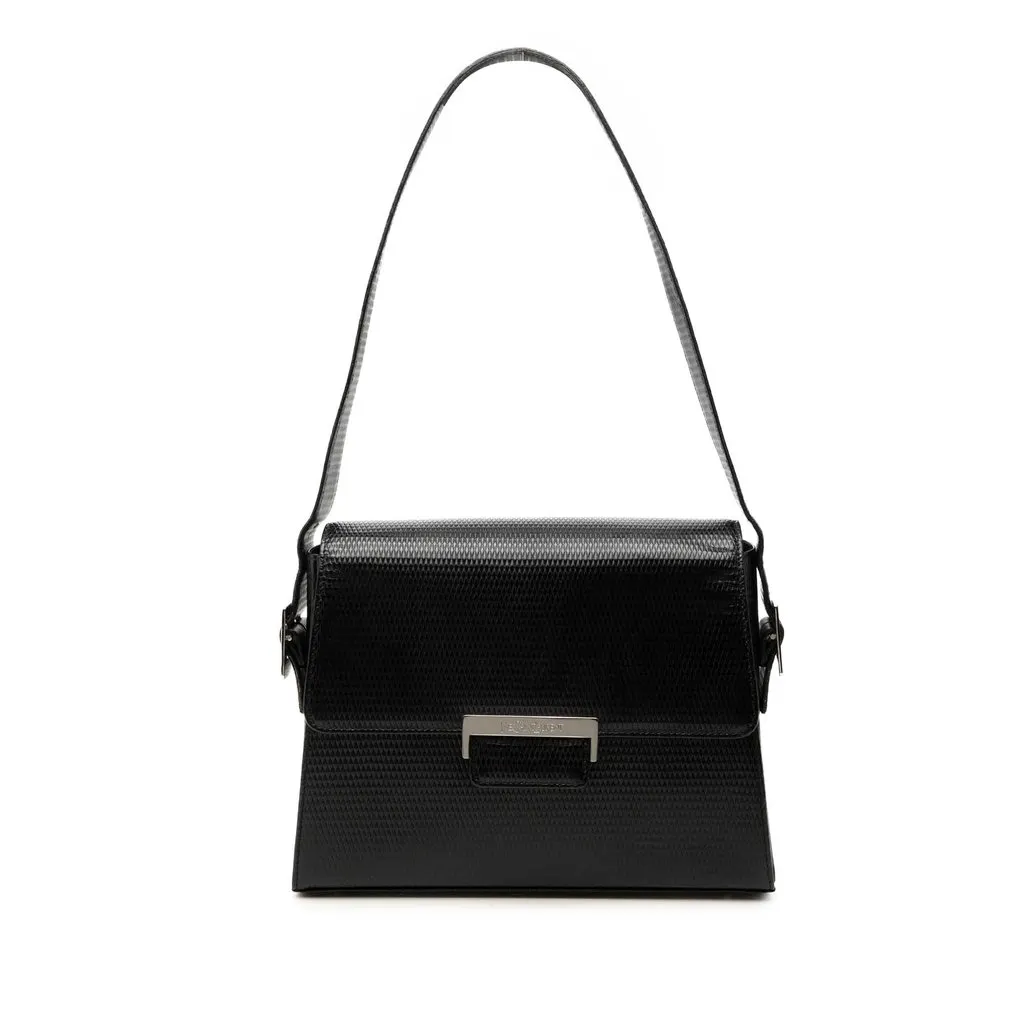 Saint Laurent Leather Shoulder Bag Black Leather Good - Front View