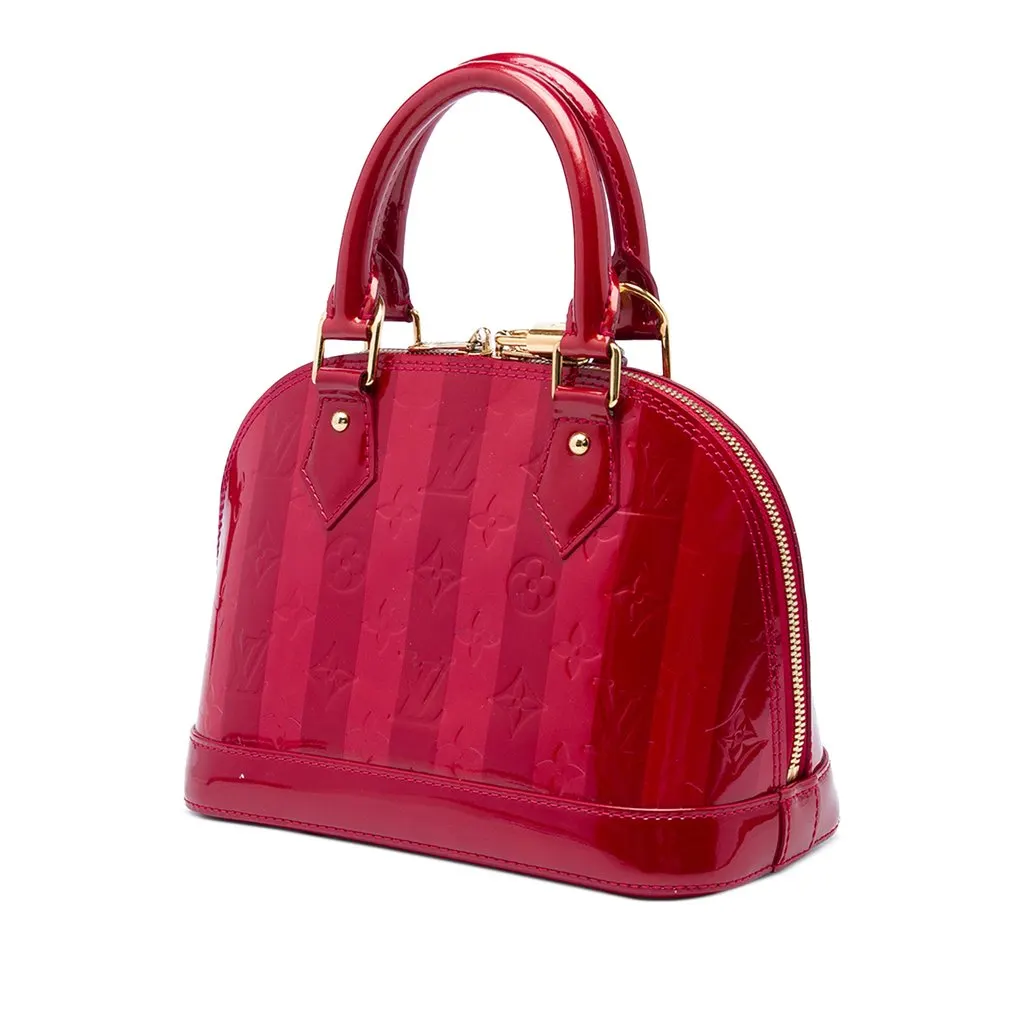 Louis Vuitton Monogram Vernis Rayures Alma BB Red Leather Good - Back View