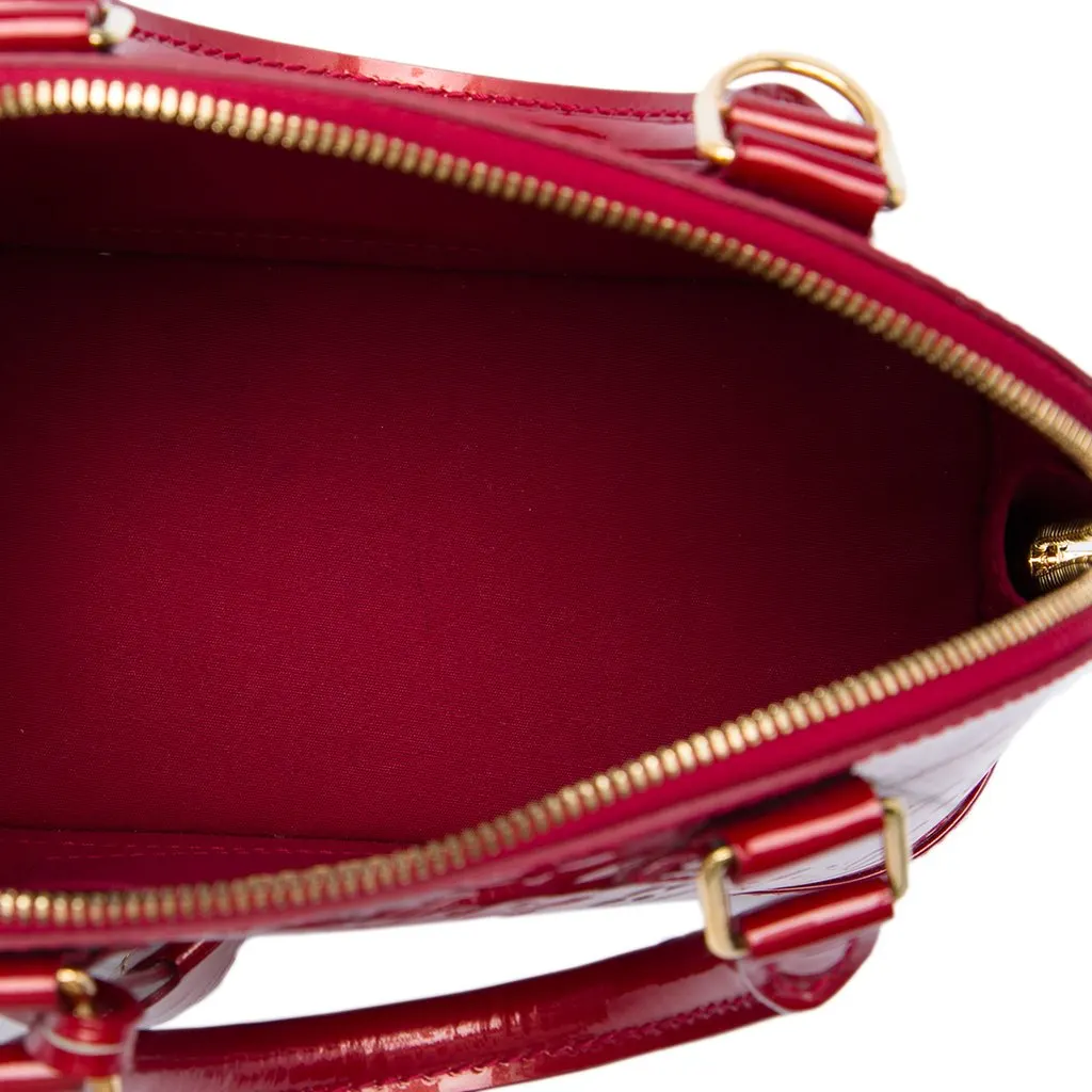 Louis Vuitton Monogram Vernis Rayures Alma BB Red Leather Good - Model View