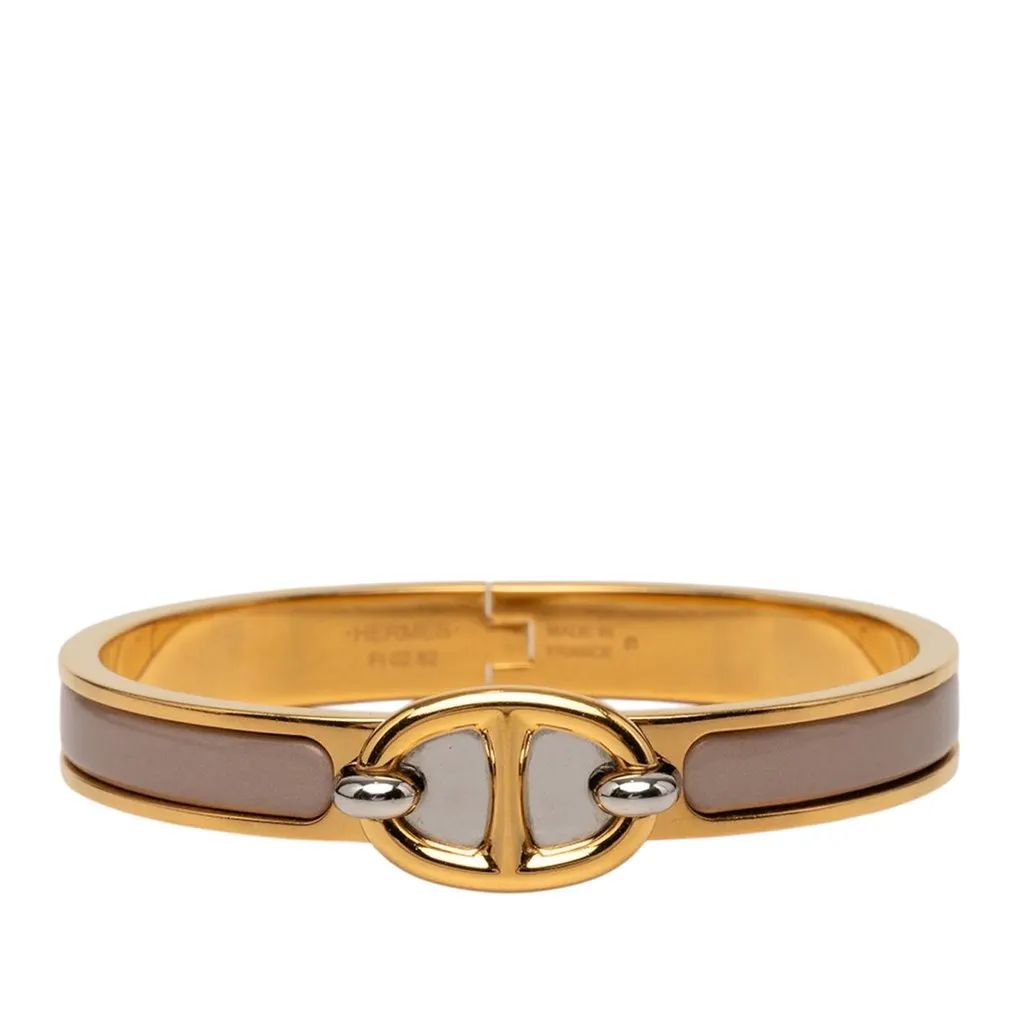 Hermès Mini Enamel Clic Chaine d Ancre Bracelet PM Brown Enamel Very good - Front View
