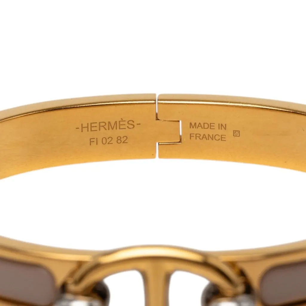 Hermès Mini Enamel Clic Chaine d Ancre Bracelet PM Brown Enamel Very good - Model View