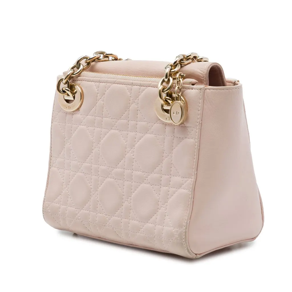 Dior Lambskin Cannage Lady Dior Double Chain Bag Pink Leather Very good - Back View