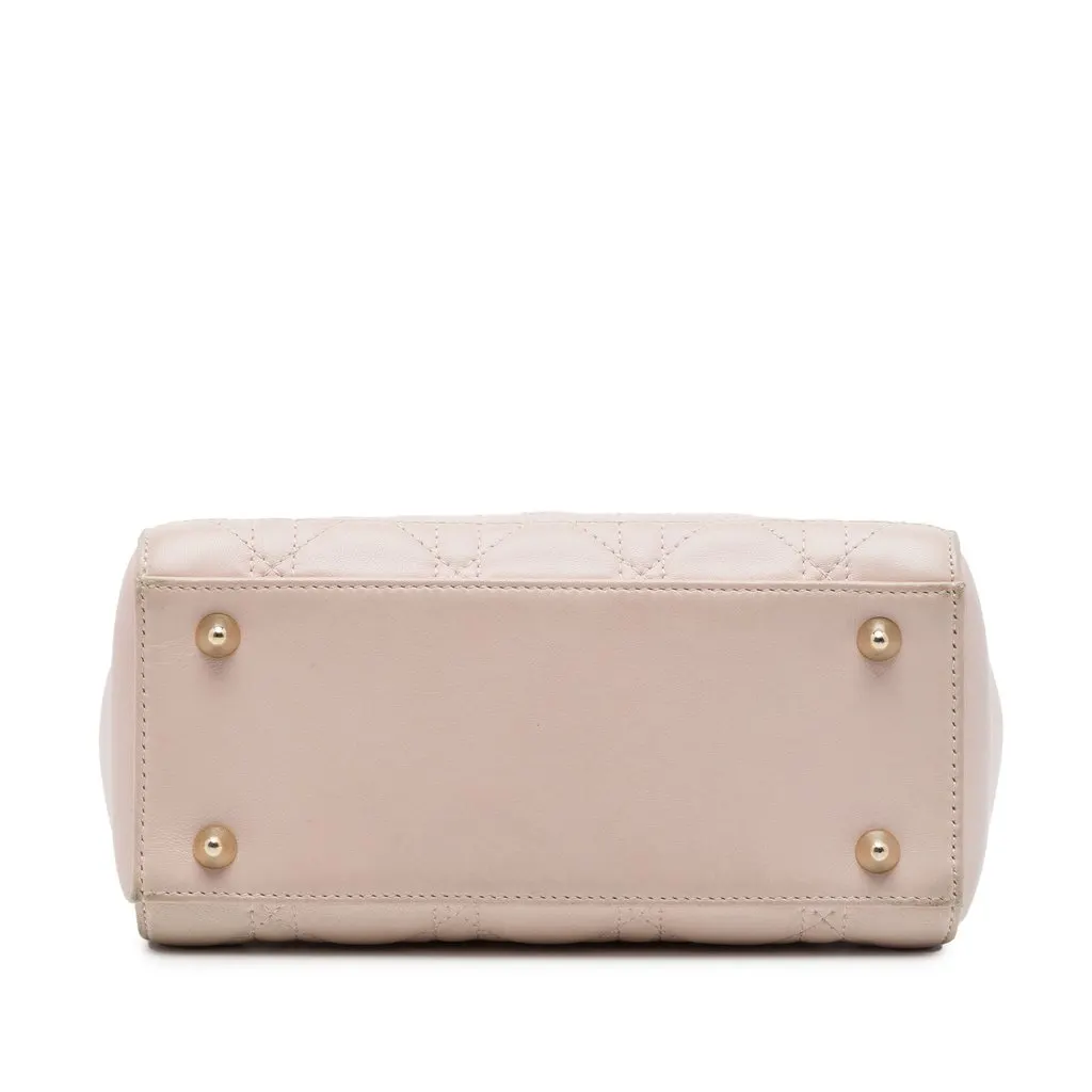 Dior Lambskin Cannage Lady Dior Double Chain Bag Pink Leather Very good - Inside View